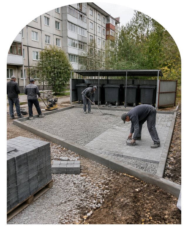 Устройство площадки под контейнеры на территории в Костроме